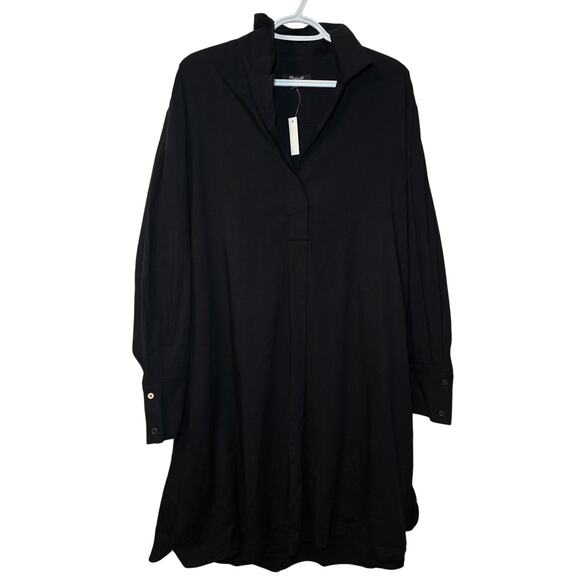 NWT Madewell Belted Mini Shirtdress in Large Black Minimalist Capsule Wardrobe - Picture 3 of 7